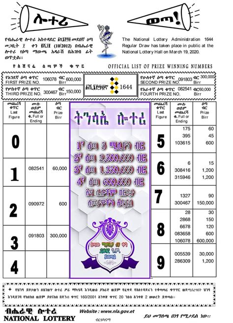 የብሔራዊ ሎተሪ አስተዳደር National Lottery Administration .